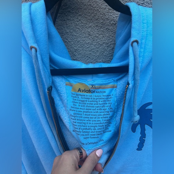 Aviator Palm Tree Festival Zip Up Hoodie In Blue - Picture 7 of 11